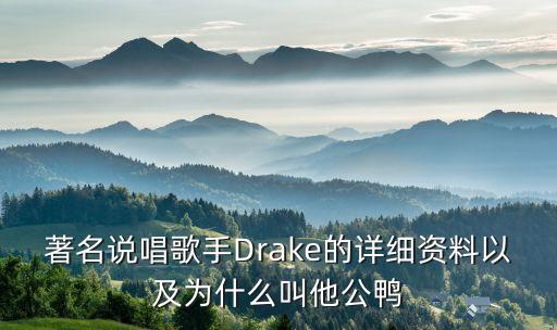 著名說唱歌手Drake的詳細(xì)資料以及為什么叫他公鴨