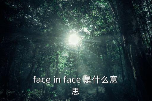 face in face 是什么意思