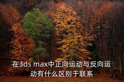 在3ds max中正向運動與反向運動有什么區(qū)別于聯(lián)系