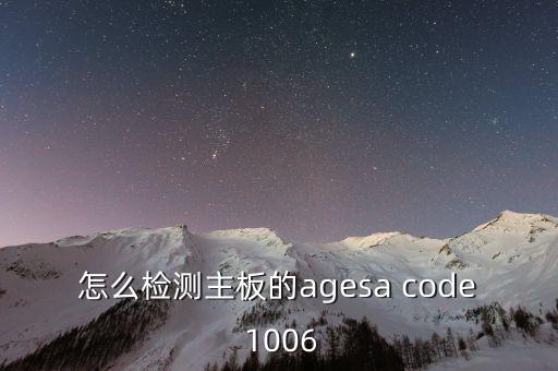 AGESA，怎么檢測(cè)主板的agesa code 1006