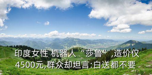  印度女性 機(jī)器人“莎魯”,造價(jià)僅4500元,群眾卻坦言:白送都不要