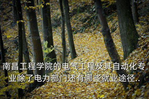 南昌工程學(xué)院的電氣工程及其自動(dòng)化專業(yè)除了電力部門還有哪些就業(yè)途徑...