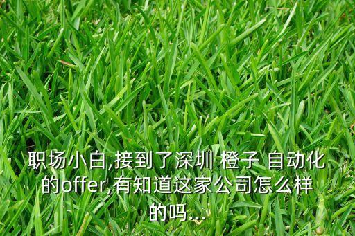 職場小白,接到了深圳 橙子 自動化的offer,有知道這家公司怎么樣的嗎...