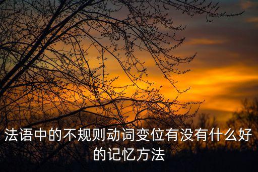 法語中的不規(guī)則動詞變位有沒有什么好的記憶方法