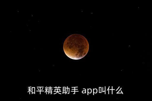 和平精英助手 app叫什么