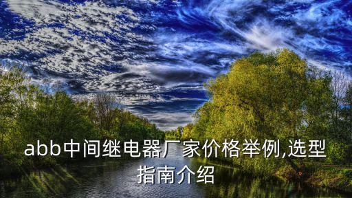 abb中間繼電器廠家價(jià)格舉例,選型指南介紹