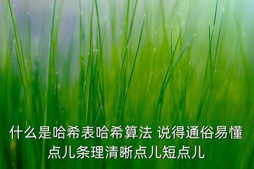 什么是哈希表哈希算法 說得通俗易懂點(diǎn)兒條理清晰點(diǎn)兒短點(diǎn)兒