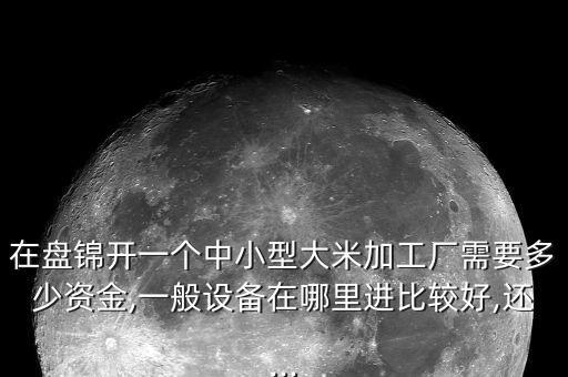 在盤(pán)錦開(kāi)一個(gè)中小型大米加工廠需要多少資金,一般設(shè)備在哪里進(jìn)比較好,還...