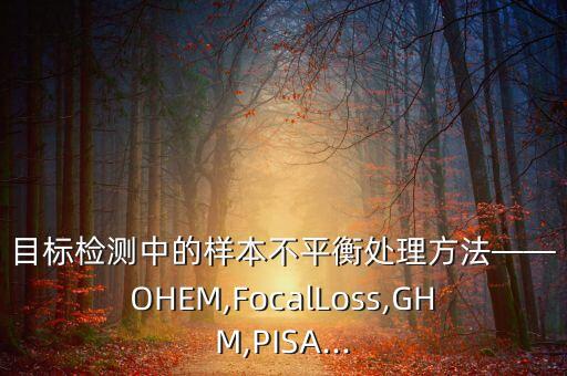 目標(biāo)檢測中的樣本不平衡處理方法——OHEM,FocalLoss,GHM,PISA...
