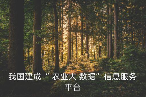 我國建成“ 農(nóng)業(yè)大 數(shù)據(jù)”信息服務(wù)平臺