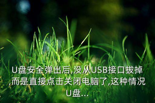U盤安全彈出后,沒從USB接口拔掉,而是直接點擊關閉電腦了,這種情況U盤...
