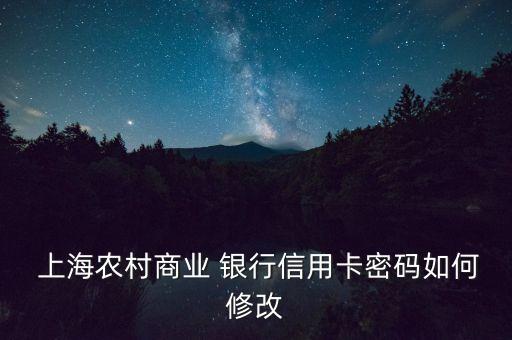  上海農(nóng)村商業(yè) 銀行信用卡密碼如何修改