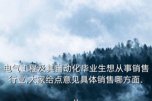 電氣工程及其自動化畢業(yè)生想從事銷售行業(yè),大家給點意見具體銷售哪方面...