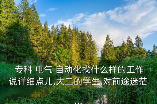  ?？?電氣 自動(dòng)化找什么樣的工作說詳細(xì)點(diǎn)兒,大二的學(xué)生,對(duì)前途迷茫...
