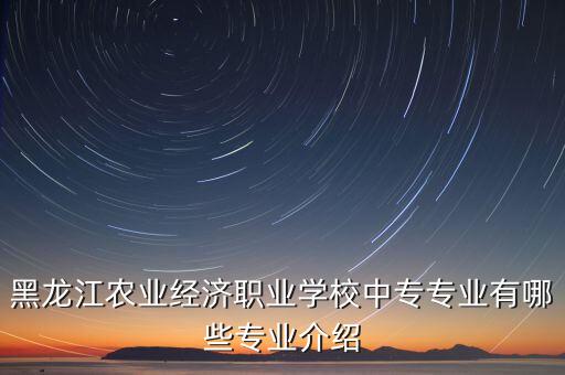 黑龍江農(nóng)業(yè)經(jīng)濟(jì)職業(yè)學(xué)校中專專業(yè)有哪些專業(yè)介紹