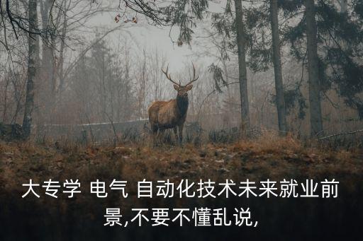 大專學(xué) 電氣 自動化技術(shù)未來就業(yè)前景,不要不懂亂說,