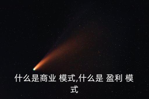 什么是商業(yè) 模式,什么是 盈利 模式