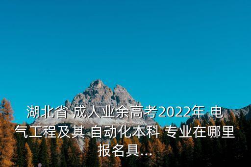 湖北省 成人業(yè)余高考2022年 電氣工程及其 自動化本科 專業(yè)在哪里報名具...