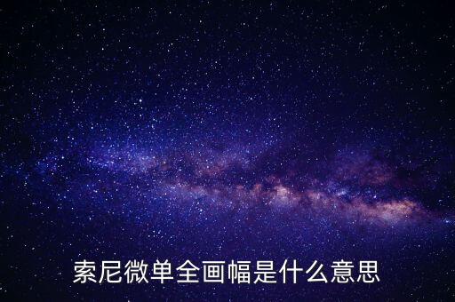 索尼微單全畫(huà)幅是什么意思