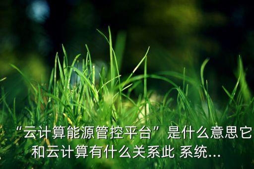 “云計算能源管控平臺”是什么意思它和云計算有什么關(guān)系此 系統(tǒng)...