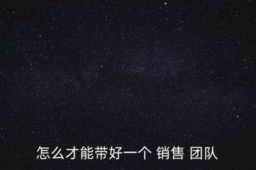 怎么才能帶好一個 銷售 團隊