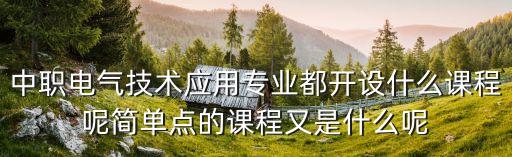 中職電氣技術(shù)應(yīng)用專業(yè)都開設(shè)什么課程呢簡單點(diǎn)的課程又是什么呢