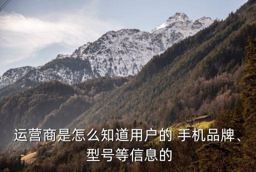 運營商是怎么知道用戶的 手機品牌、 型號等信息的