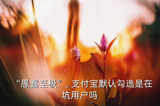 “愚蠢至極”, 支付寶默認(rèn)勾選是在坑用戶嗎