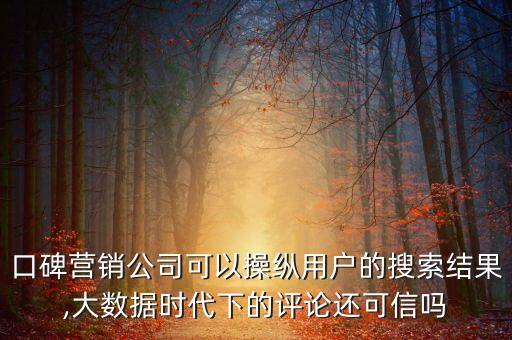口碑營銷公司可以操縱用戶的搜索結果,大數(shù)據(jù)時代下的評論還可信嗎