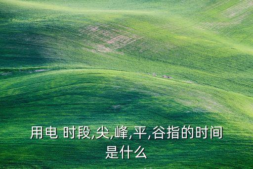 用電 時段,尖,峰,平,谷指的時間是什么