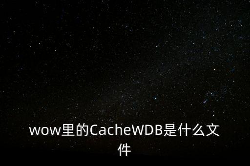 wow里的CacheWDB是什么文件