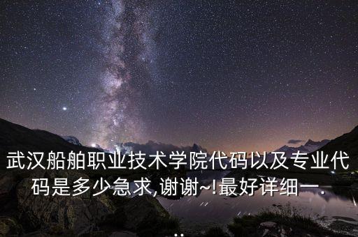 武漢船舶職業(yè)技術(shù)學(xué)院代碼以及專業(yè)代碼是多少急求,謝謝~!最好詳細(xì)一...