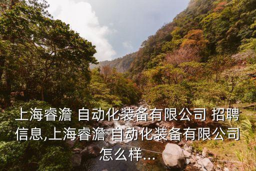 上海睿澹 自動化裝備有限公司 招聘信息,上海睿澹 自動化裝備有限公司怎么樣...