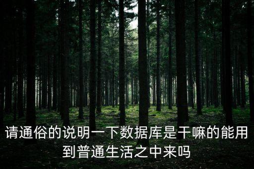 請(qǐng)通俗的說明一下數(shù)據(jù)庫是干嘛的能用到普通生活之中來嗎