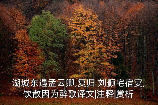 湖城東遇孟云卿,復(fù)歸 劉顥宅宿宴,飲散因?yàn)樽砀枳g文|注釋|賞析