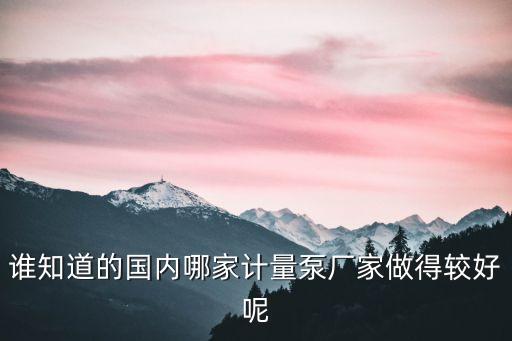 誰(shuí)知道的國(guó)內(nèi)哪家計(jì)量泵廠家做得較好呢