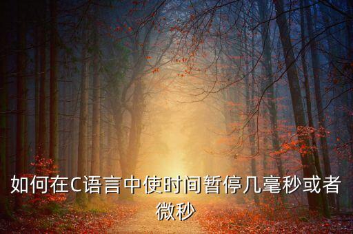 如何在C語言中使時間暫停幾毫秒或者微秒