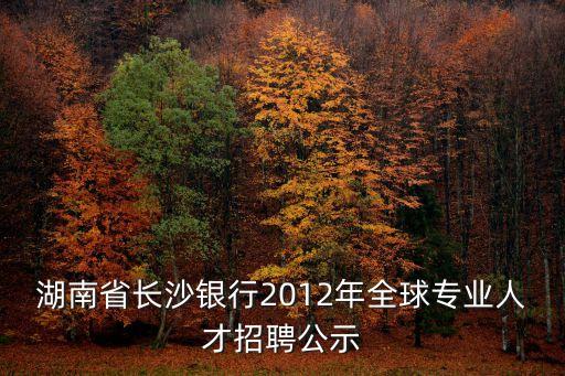 湖南省長沙銀行2012年全球?qū)I(yè)人才招聘公示