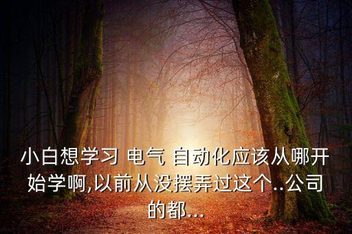 小白想學(xué)習(xí) 電氣 自動化應(yīng)該從哪開始學(xué)啊,以前從沒擺弄過這個..公司的都...