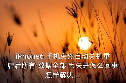 iPhone6 手機(jī)突然自動(dòng)關(guān)機(jī)重啟后所有 數(shù)據(jù)全部 丟失是怎么回事怎樣解決...