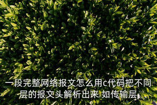 一段完整網(wǎng)絡(luò)報(bào)文怎么用c代碼把不同層的報(bào)文頭解析出來 如傳輸層