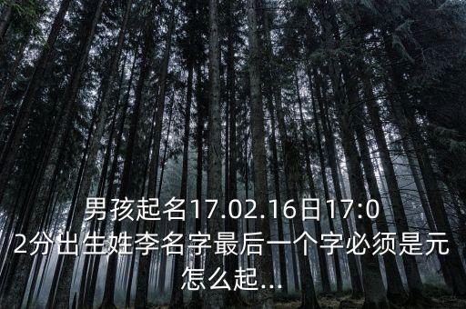 男孩起名17.02.16日17:02分出生姓李名字最后一個(gè)字必須是元怎么起...