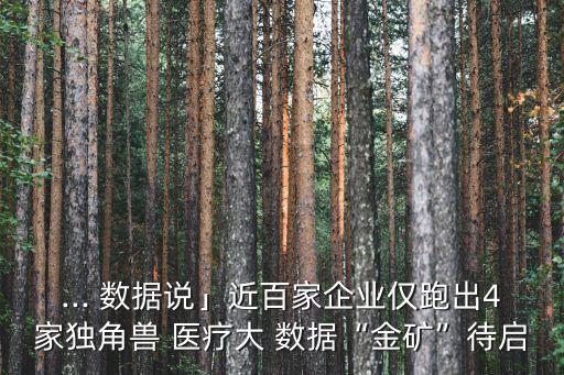 ... 數(shù)據(jù)說(shuō)」近百家企業(yè)僅跑出4家獨(dú)角獸 醫(yī)療大 數(shù)據(jù)“金礦”待啟