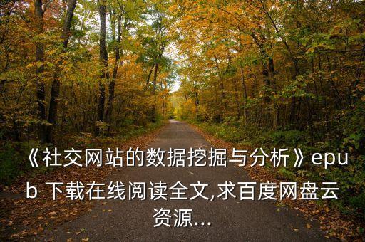 《社交網(wǎng)站的數(shù)據(jù)挖掘與分析》epub 下載在線閱讀全文,求百度網(wǎng)盤云資源...