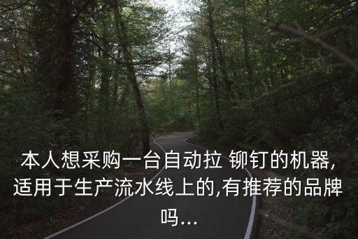 本人想采購一臺自動拉 鉚釘?shù)臋C器,適用于生產(chǎn)流水線上的,有推薦的品牌嗎...