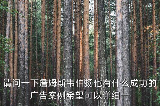 請問一下詹姆斯韋伯揚他有什么成功的廣告案例希望可以詳細一