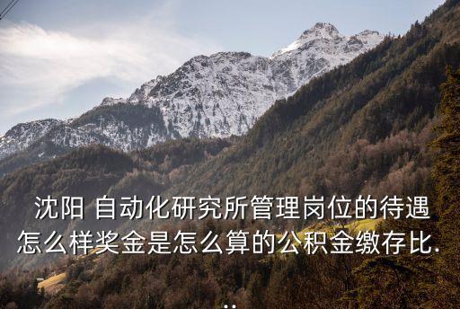  沈陽 自動化研究所管理崗位的待遇怎么樣獎金是怎么算的公積金繳存比...