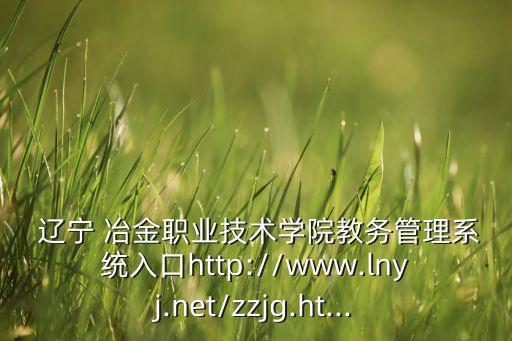  遼寧 冶金職業(yè)技術(shù)學(xué)院教務(wù)管理系統(tǒng)入口http://www.lnyj.net/zzjg.ht...