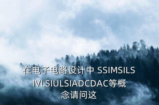 在電子電路設(shè)計(jì)中 SSIMSILSIVLSIULSIADCDAC等概念請(qǐng)問(wèn)這