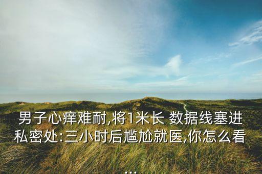 男子心癢難耐,將1米長 數(shù)據(jù)線塞進(jìn)私密處:三小時(shí)后尷尬就醫(yī),你怎么看...